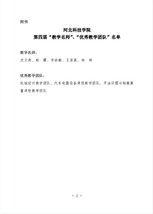 bat365正版唯一官网关于公布第四届校级“教学名师”、“优秀教学团队”名单的通知